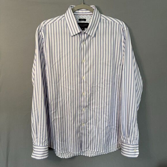 Pronto Uomo Men's Medium Stripe Geometric Dress Shirt Modern Fit Long Sleeve - Picture 2 of 7